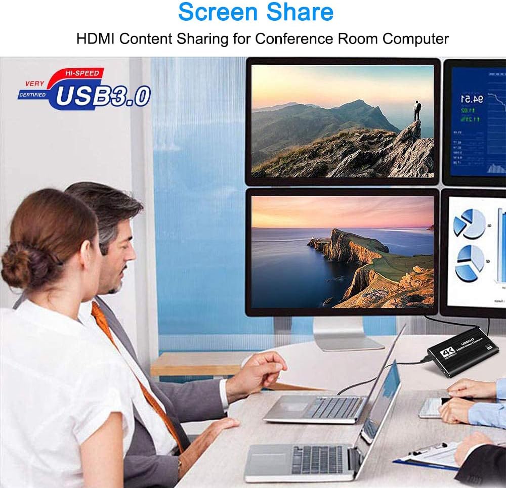 LEADNOVO Audio Video Capture Card, HDMI USB3.0 4K 1080P 60fps Reliable Portable Video Converter for Game Streaming Live Broadcasts Video Recording(Black): Computers & Accessories