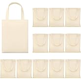 Phicorn Small Cotton Tote Bags, 9" x 11" Plain and Printed Reusable Canvas Totes for DIY Crafts, Daily Use and Holiday Gifts