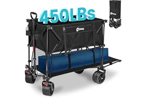 Sekey 400L Double Decker Wagon 50''L Extra-Long Extended Beach Wagon with 450lbs Weight Capacity, Heavy Duty Wagon Cart with All-Terrain Big Wheels for Camping, Sports, Garden.Black