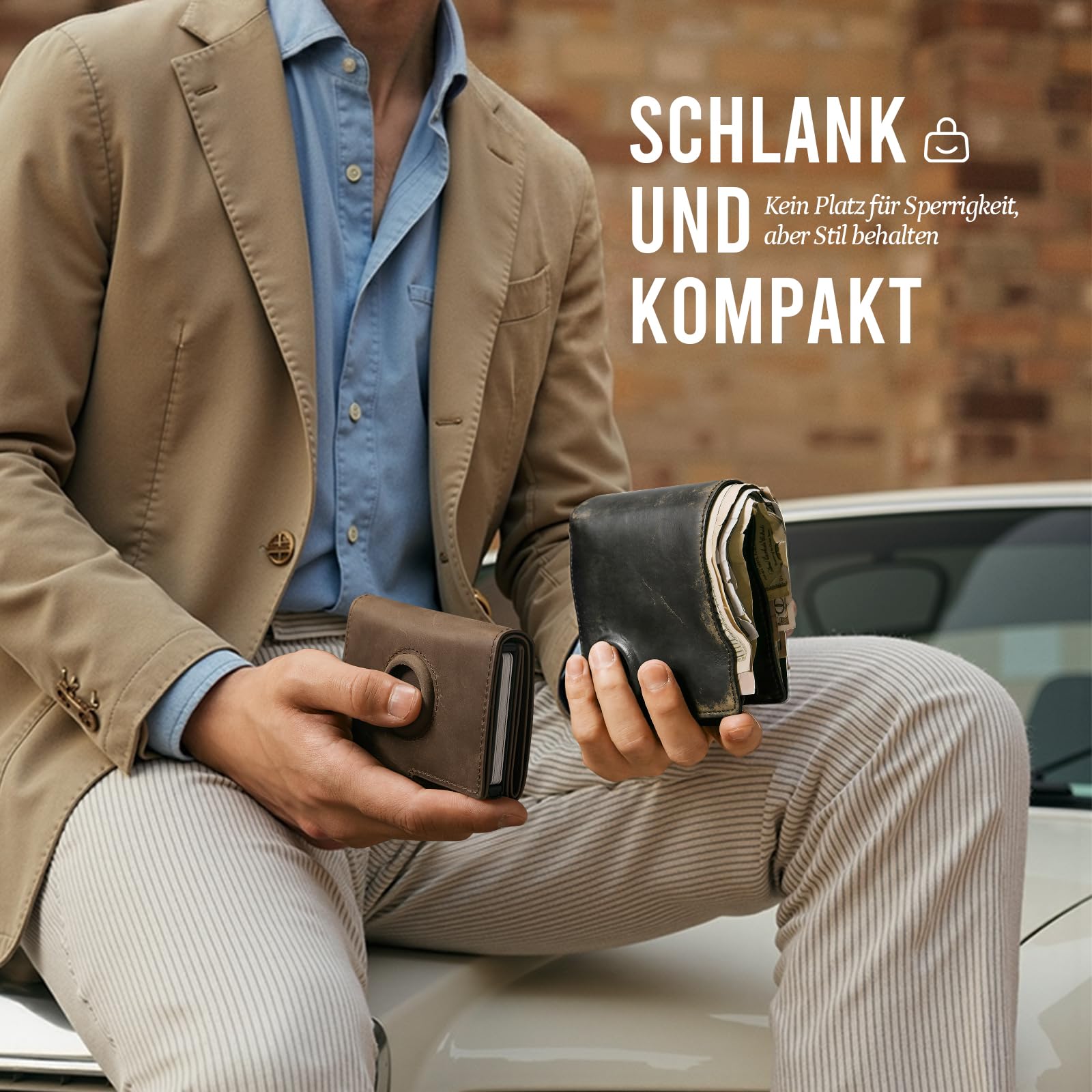 YESIIW Portmonee Herren Echt Leder mit AirTag Fach, Geldbeutel AirTag mit Pop-Up Kartenetui für 10 Karten & 2 Ausweis, RFID Geldbörse mit Münzfach, für Alltag, Reise & Büro, Smart Wallet Braun 4
