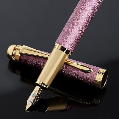 BOCIYER Fancy Fountain Pen Set Luxury Nib 10 Cartridges Ink Converter Pink