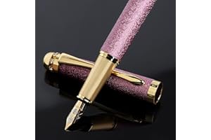 BOCIYER fountain pen-Multiple color styles with rhinestone,diamond inlay and frosted finish,Cute pens,Luxury pen,Office pens,Best pen set,Includes 10 Ink Cartridges and Ink Refill Converter(Pink)