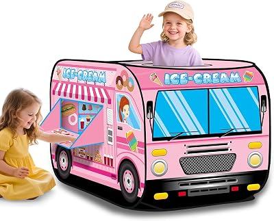 deAO Ice Cream Truck Foldable Play Tent for Indoor Outdoor Playhouse Kids 3 4 5