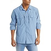 TACVASEN Fishing Shirt for Men, Long Sleeve Shirt Quick Dry Fit, Tactical Shirt Button Up, Work Shirt Lightweight Safari