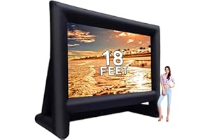 GYUEM 18 feet Inflatable Outdoor Projector Movie Screen - Package with Rope, Blower, Tent Stakes - Portable, Great for Outdoor and Indoor Party Watch Movies