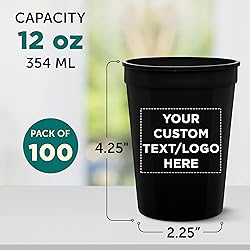 Custom Disposable Plastic Cups 12 oz. Set of