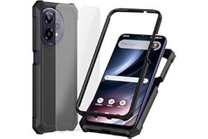 Ailiber for Cricket Icon Plus Case, ATT Verge 2 Case with Tempered Glass Screen Protector, Dual Layer Protection, Shockproof Corner TPU Bumper, Heavy Duty Protective Phone Cover-Black