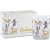 Culver Everyday Decorated Frosted Double Old Fashioned Tumbler Glasses, 13.5-Ounce, Gift Boxed Set of 2 (Kitty Yoga Cats)