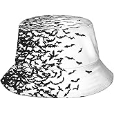 Gothic Goth Bucket Hat Fisherman Hat Horror Skull Bats Bucket Hats Sun Hat for Fishing Hiking Camping