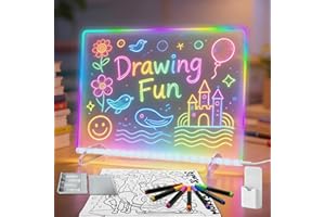Led Note Board with Battery Box,16''Drawing Tablet,6 Modes & 8 Colors Light Up Drawing Board,Kids Toy with 13 Light Effects,B