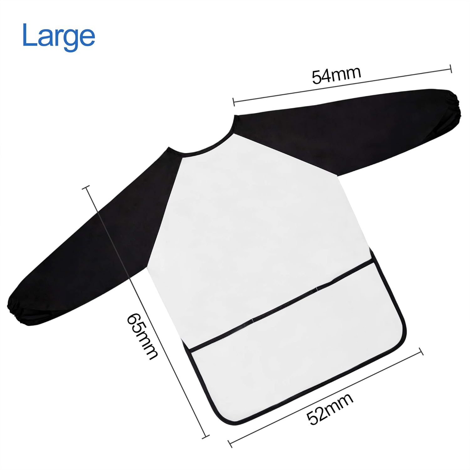 GODR7OY Kids Art Smocks, Painting Apron Artist Smock with Sleeve and 3 Pockets 2 Pack Black/White Set for Age 10-14 Years (Large) - Image 3