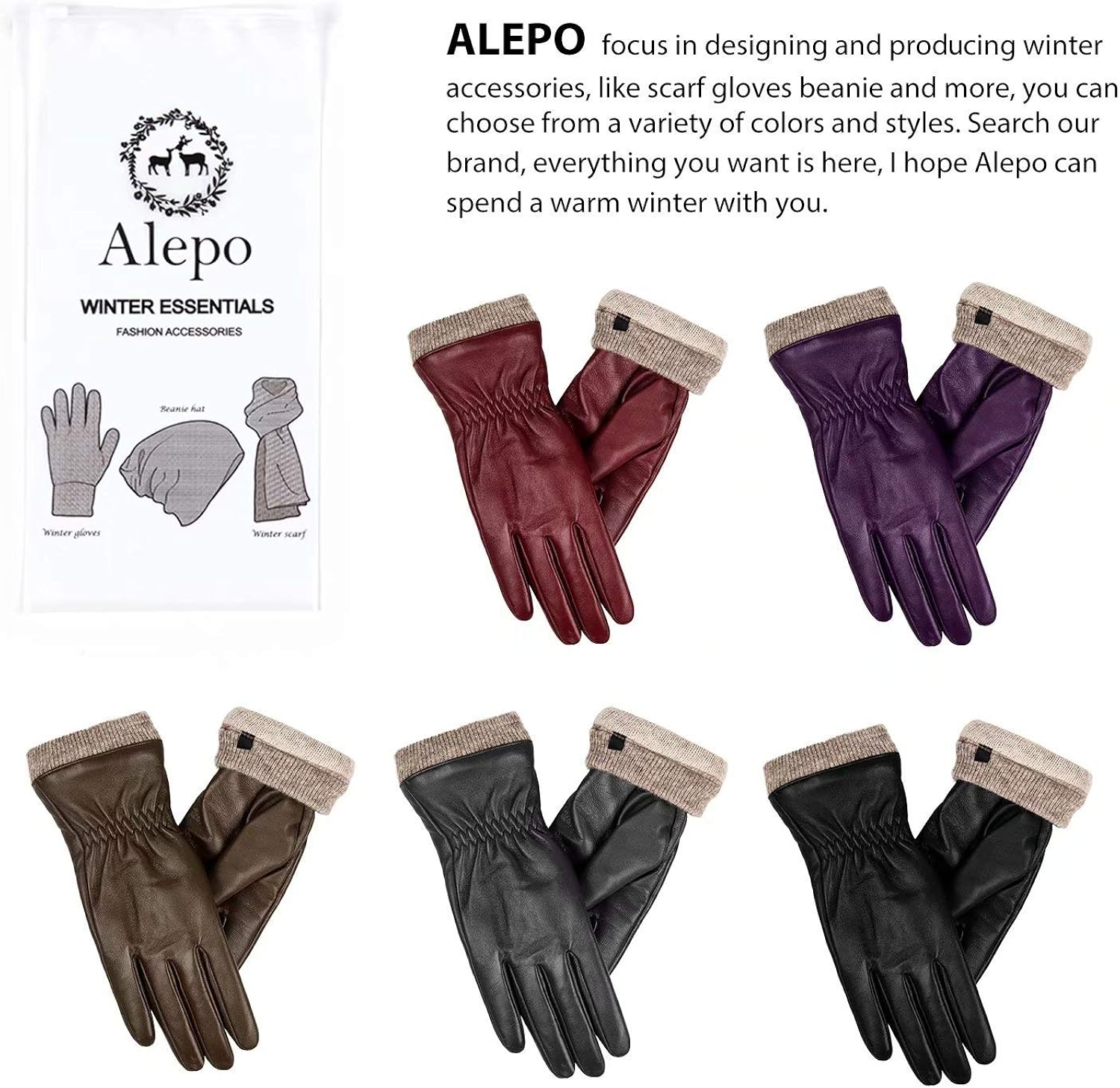 Genuine Sheepskin Leather Gloves For Women, Winter Warm Touchscreen Texting Cashmere Lined Driving Motorcycle Dress Gloves at  Women’s Clothing store