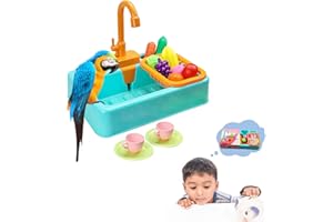 SGQCAR Pet Parrots Bathtub Pretend Play Kitchen Sink Toy Electric Dishwasher Playing Toy Parrot Bathtub with Faucet Bird Bathing Box Bird Feeder Bird Bathroom Toys Green