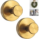 Suction Cup Hooks for Wreaths, 2025 New No Drill Suction Cup Hooks for Shower Hanging Towels, Wreath Hanger for Front Door, Holder for Glass Window Door Bathroom Mirrors (2pcs, Gold)