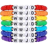 Rainbow Heishi Surfer Bracelets Set for Women Stackable Clay Beaded Bracelets Disc Stretch Preppy Bracelets Layering Colorful Friendship Bracelets Team Cheer Bulk Boho Summer Beach Jewelry Gift