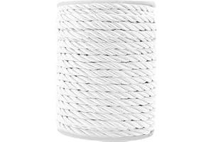 Mandala Crafts White Twisted Cord Trim Decorative Rope for Crafts - Braided White Rope Trim for Upholstery Cording Handfasting Graduation Cord