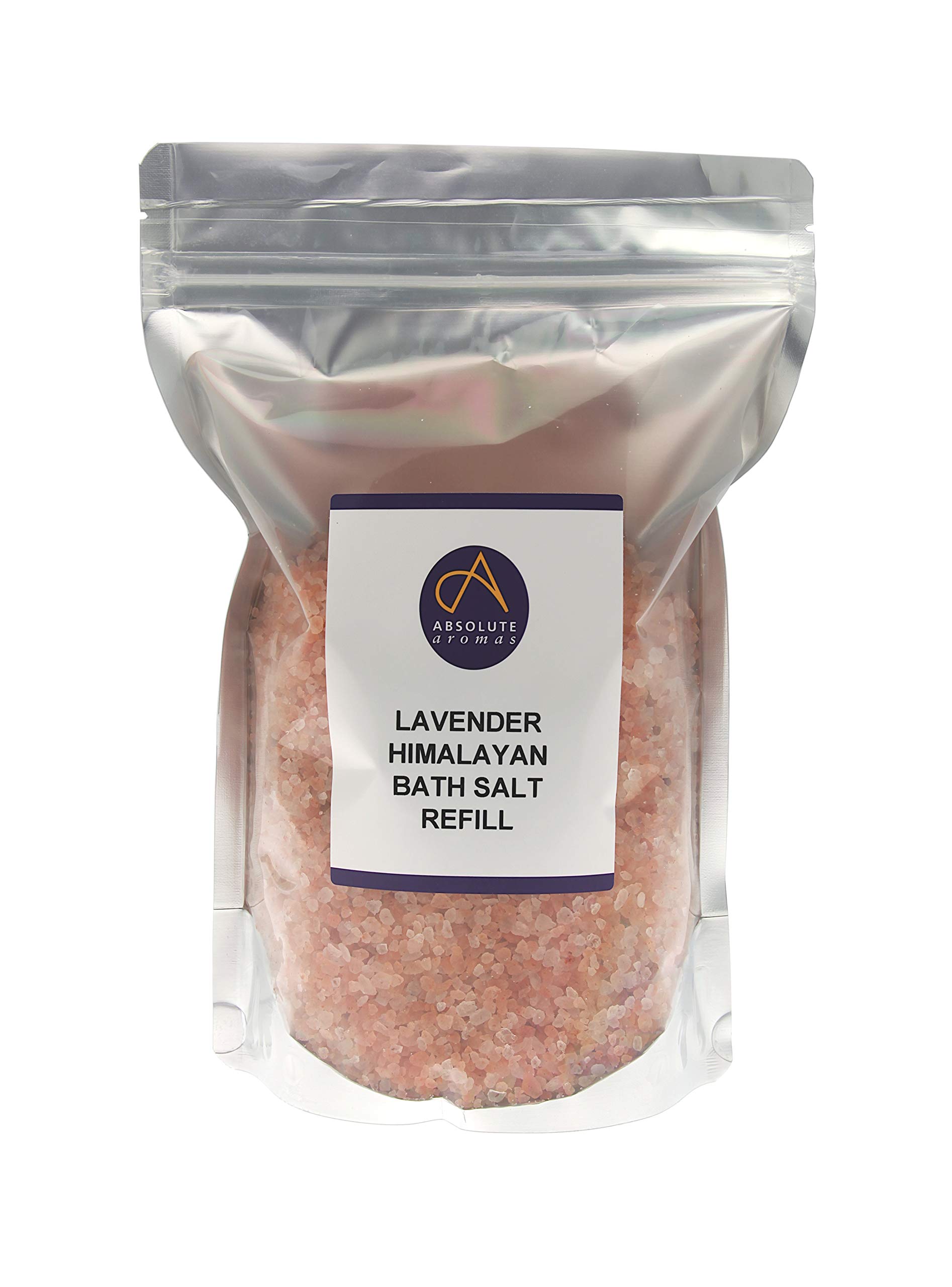 Absolute Aromas Lavender Bath Salts 1kg - Natural Pink Himalayan Salt Infused with 100% Pure Lavender French Essential Oil - Relax and soak Tired Muscles