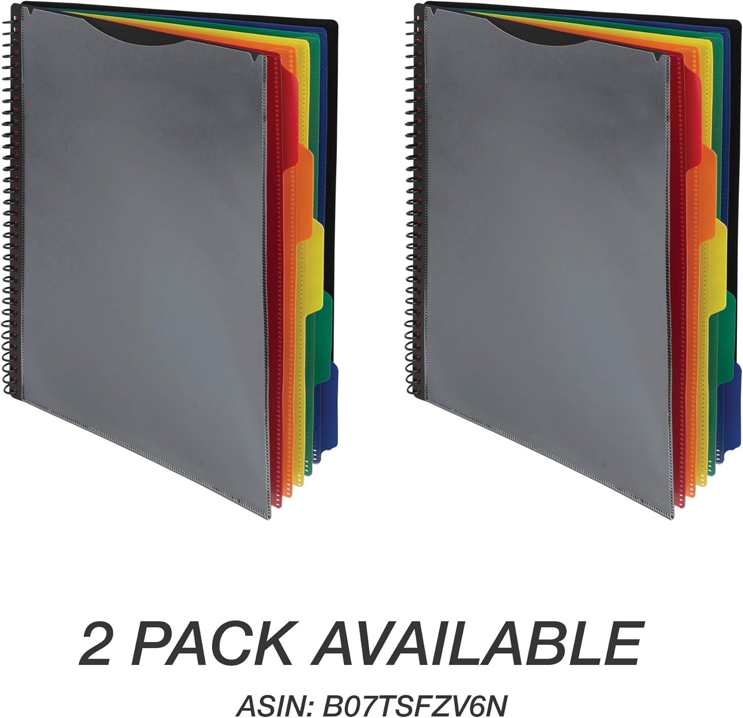 Samsill 10 Pocket Spiral Project Organizer with Dividers, Customizable Front Cover, Erasable Write On Tabs : Office Products