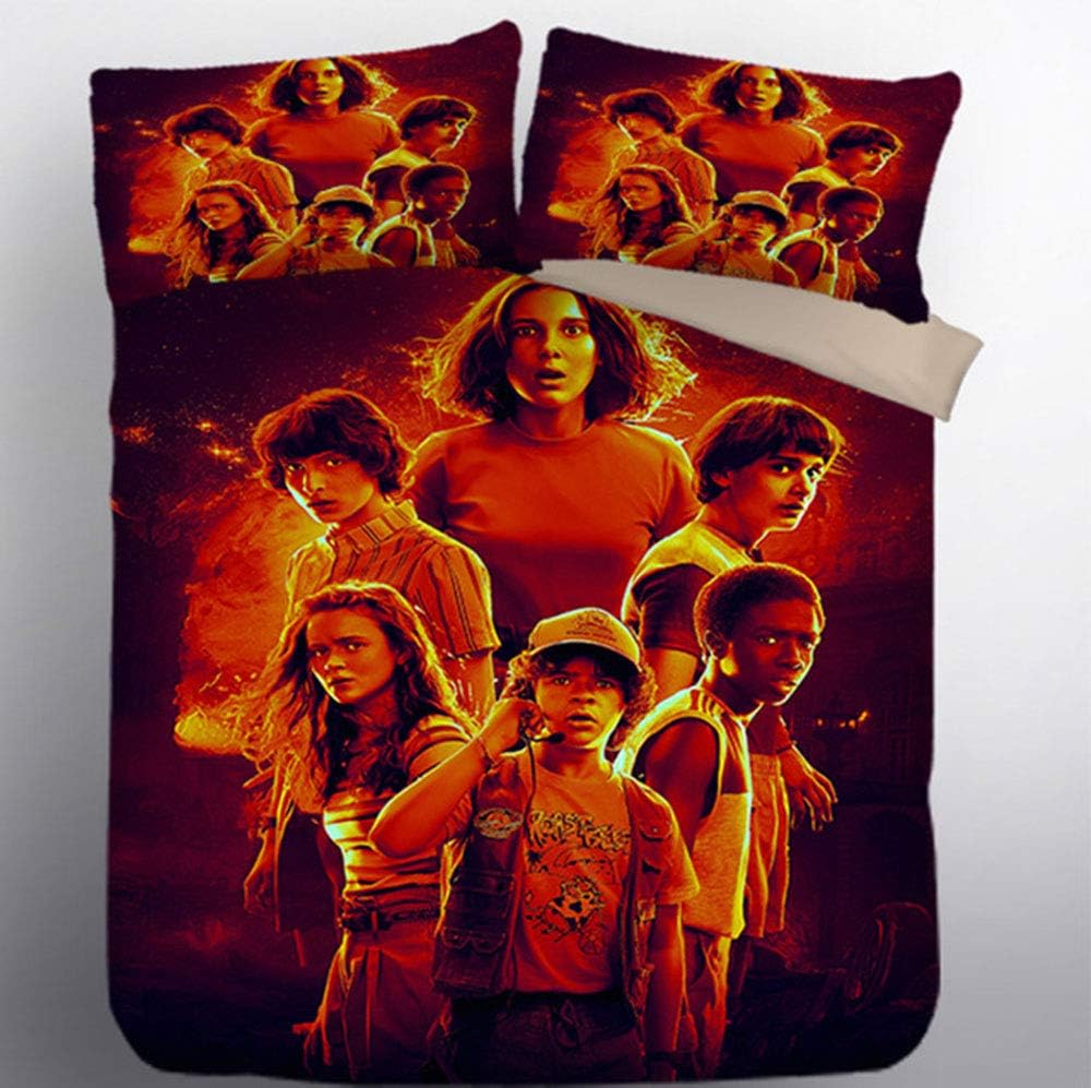 CLOVERDRESS 3D Stranger Things Duvet Cover Set Thrilling Stranger Things Bedding Set 100% Microfiber Adolescent, Adult Bed Set 3pc Including 1Duvet Cover,2Pillowcases Style11 Twin
