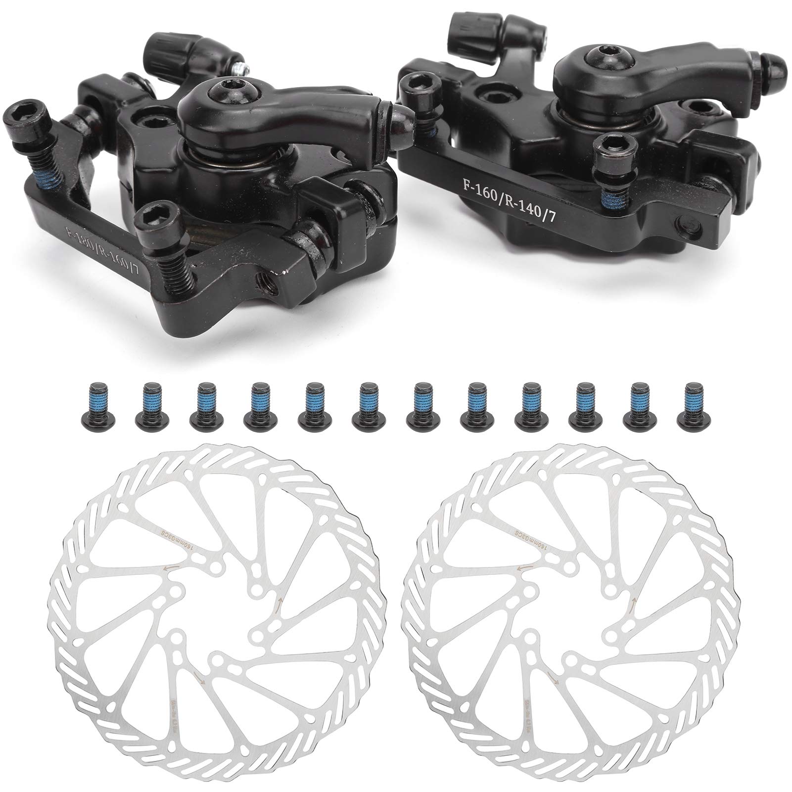 Bike Disc Brake Kit, Universal Strong Braking Force Front Rear Disc Brake Caliper Set for Mountain Bike Bicycle