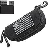 Lemubeane Tactical Molle Glasses Pouch Eyeglasses Hard Case Shockproof Sunglasses Carrying Case with Cleaning Cloth