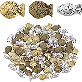AHANDMAKER 90Pcs Animal Fish Spacers Beads 3 Colors Tibetan Style Loose Beads Metal Jewelry Spacer Charms for DIY Bracelet Necklace Jewelry Crafts Making Accessory 9~14x5mm