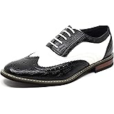 Metrocharm Frank-03 Men's Two Tone Perforated Wing Tip Lace Up Oxford Dress Shoes