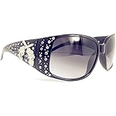 Texas West Womens Rhinestone UV 400 Crossed Pistols Concho Sunglasses In Multi Colors