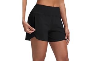 baleaf Women's Swim Board Shorts High Waisted 4" Tummy Contol Swimming Bottoms UPF50+ Swimsuit Bathing Shorts
