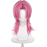 YukiHalolj Wigs for Anime Cosplay Wig - Pink Synthetic Halloween Wig with Wig Cap for Costume Party