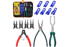 Swpeet 10-Pcs Fuel Line Tool Kit - 9 Inch Filter Caliper, 4 in 1 Snap Ring Pliers, Hose Clamp Pliers & AC Disconnect Tool Set