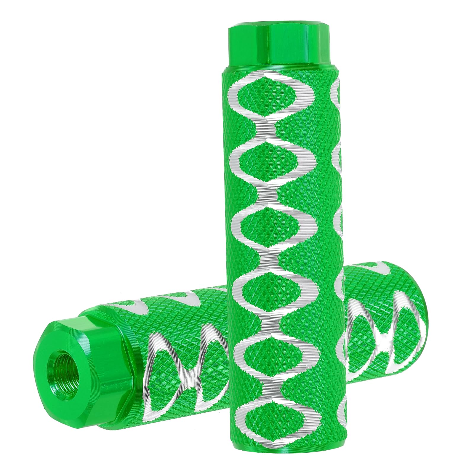 PATIKIL Aluminum Alloy O-Shape Bike Pegs Fit 3/8 inch Axles, 2 Pack Anti-Skid lead Foot Bicycle Pegs Back Seat Stands for BMX Mountain Bike Cycling Rear Stunt Pegs, Green