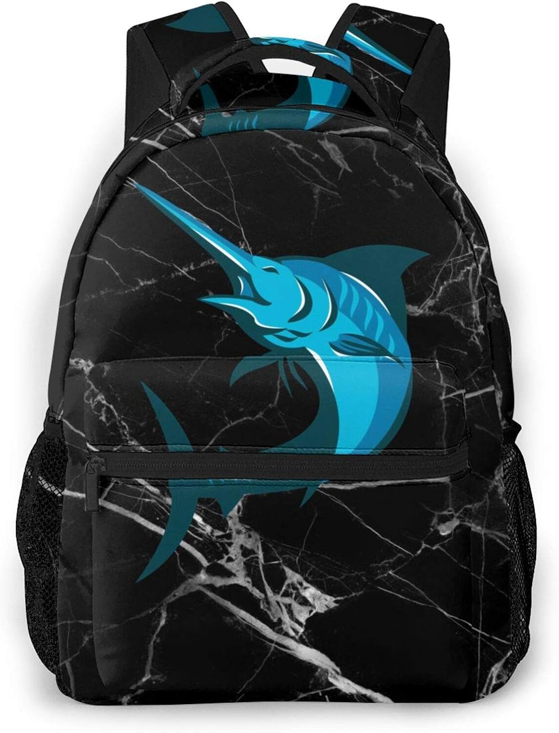 Black Backpack blue marlin fish jumping Daypacks for Women Men