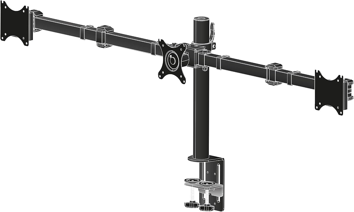 Iiyama DS1003C-B1 Simple and Functional Triple Desktop Arm, black, Triple Screen - Image 4