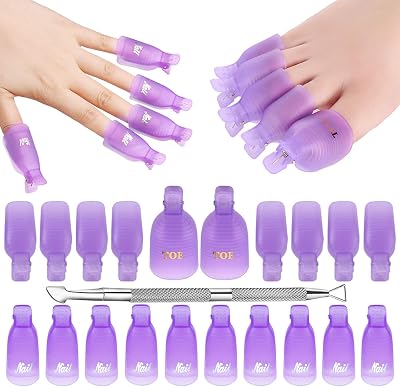 Makartt Nail Polish Remover Kit 20pcs Nail Clips Pusher Gel Polish Soak Off