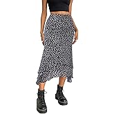 Avanova Women Mesh Asymmetrical Mermaid Midi Skirt High Waist Fishtail Long Skirt