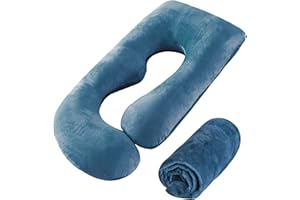 SLIGUY Pregnancy Pillow Cover G Shaped, 57-Inch Replacement Pillowcase, Used for Maternity Pillows, 100% Velvet, Double Zipper Stretch Fabric, Super Soft, Universal Type, (G Blue)