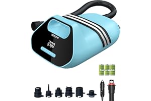 TOPUMP 7800mAh Rechargable SUP Air Pump TPS300,20PSI Electric Paddle Board Pump with Auto-Off Feature, Dual Stage Inflation & Deflation, AC/DC Battery for SUP, Inflatable Tent, Boat, Kayak