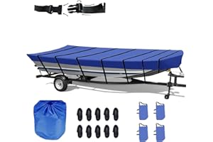 CHEYIBAO Jon Boat Cover 17-19ft, UV Resistant Marine Grade Reinforced Jon Boat Covers with Windproof Straps Fits Boats 17'-19' Long x 75" Wide