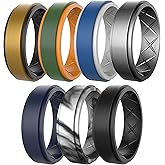 Zollen Breathable Mens Silicone Wedding Rings, Rubber Wedding Engagement Ring Bands for Men for Sports Workout