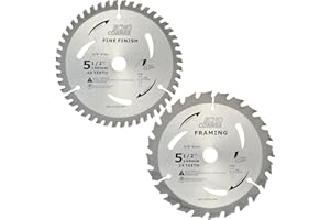 Echo Corner 5-1/2" Circular Saw Blades, Fast Fine Cut Fine Finish Crosscut Framing Ripping Wood Plywood MDF Plastic Veneer Lumber Laminate, Combo Pack TCT 48Tooth+24Tooth, 5/8" Arbor