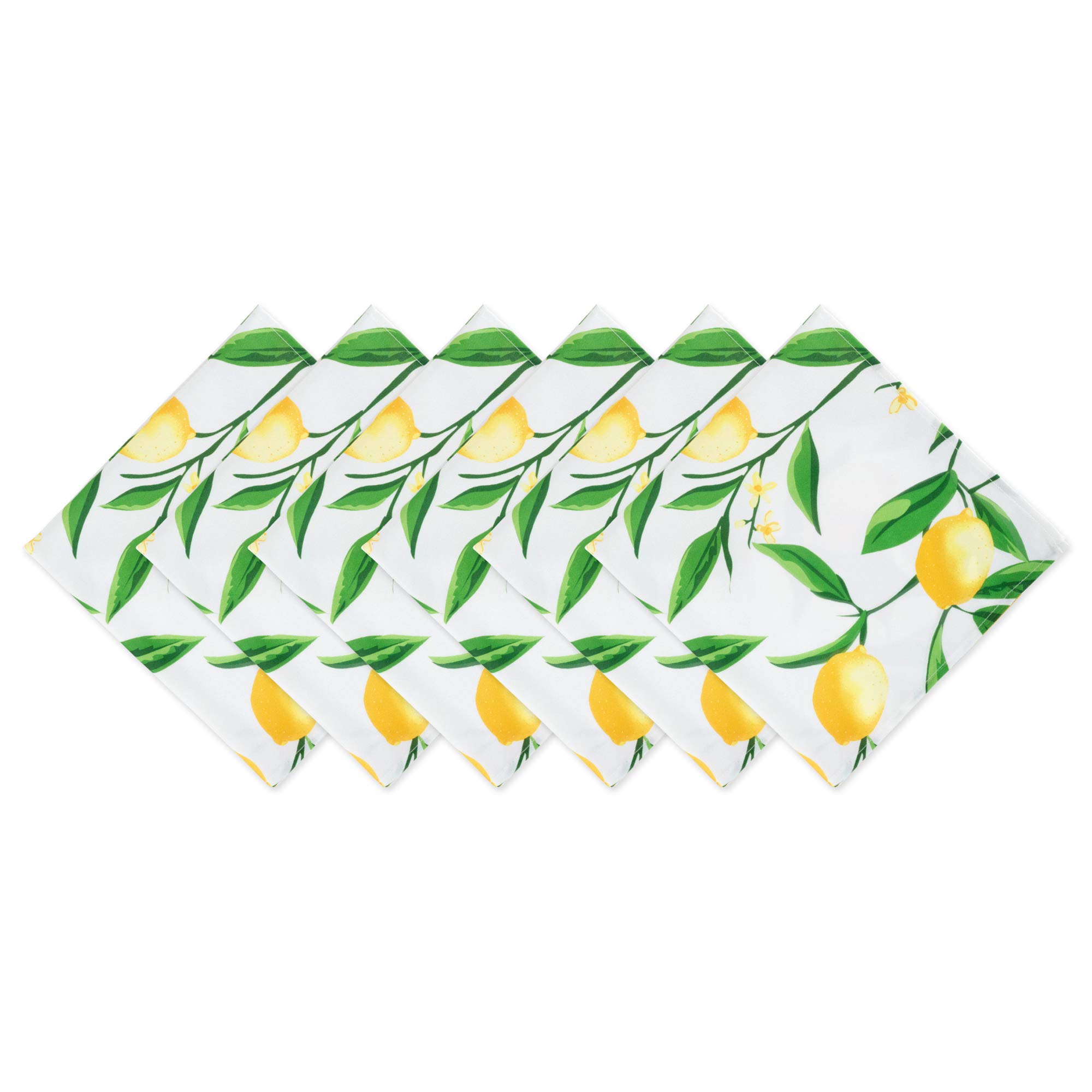 DII CAMZ11285 Cloth Napkins for Everyday Place Settings, Family Gatherings, BBQ's, Holiday Parties, Catering Events, Oversized & Stain Resistant for Indoor/Outdoor Use, Lemon Bliss 6 Count