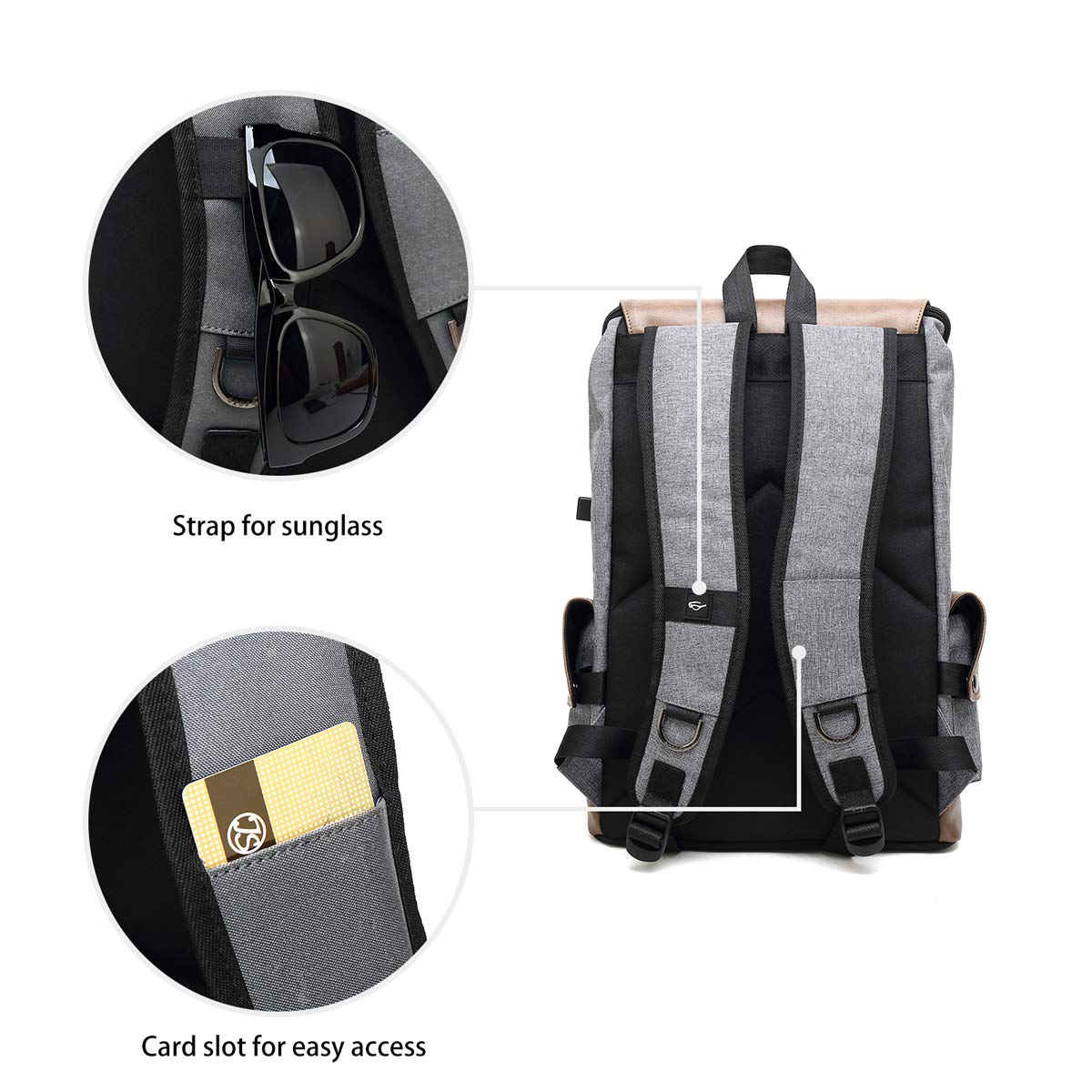 Casual Laptop Backpack, Large College School Backpack for Men&Women with USB Charging Port, Big Business Computer Bag, Khaki