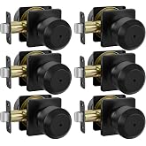 Haidms Matte Black Door Knobs Interior, Privacy Door knobs 6 Pack | Privacy for Bedroom Bathroom Adjustable Latch, Easy install, Smooth Turning, Reversible knob