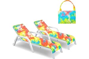 SHELLWEI 2 Pcs Chaise Lounge Cover Beach Chair Cover Tie Dye Lounge Chair Covers Outdoor Chair Cover Pool Lounge Chair Cover Microfiber Chaise Beach Towel for Beach Pool Sunbathing Travel Garden (Green)