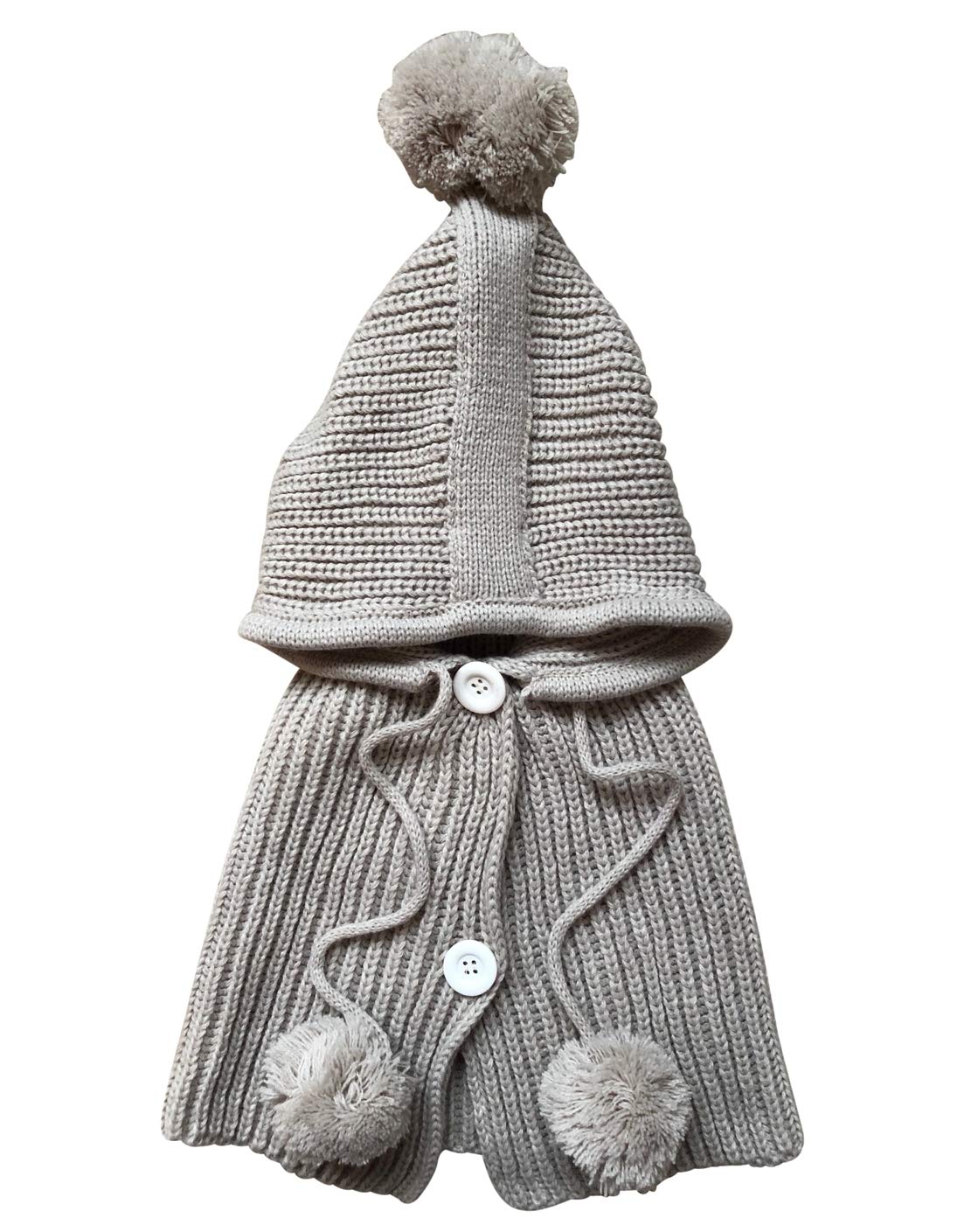 Central Chic Baby Girls Children's Kids Hooded Poncho Hat Scarf & Snood 3-in-1 Christmas Presents Gift 0-3 Years (Beige)