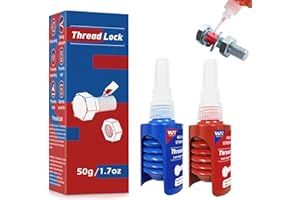 WAN2TLK Thread Lock Blue and Red, Lock Tight Threadlocker Medium and High Strength, Thread Locker for Nuts, Bolts, Fasteners and Metals, Prevent Loosening and Corrosion (50 mlx2)