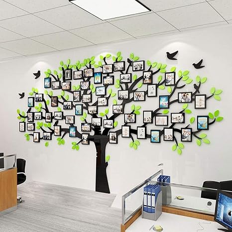 Amazon チームフォトウォールグリーンアクリル素材ウォールステッカーオフィスの背景ウォールデコレーションステッカー Color Black Size 326cm 193 1cm ウォールステッカー オンライン通販