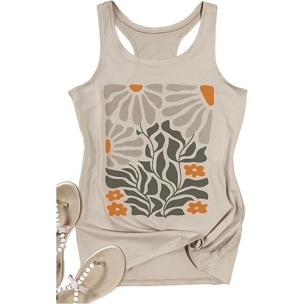 Boho Tank Tops for Women Retro Floral Graphic Tops Ladies
