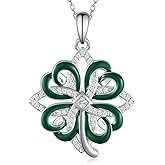 CVRAVO Four Leaf Clover Necklace 925 Sterling Silver St Patricks Day Shamrock Necklace for Women Lucky Clover Jewelry for Women